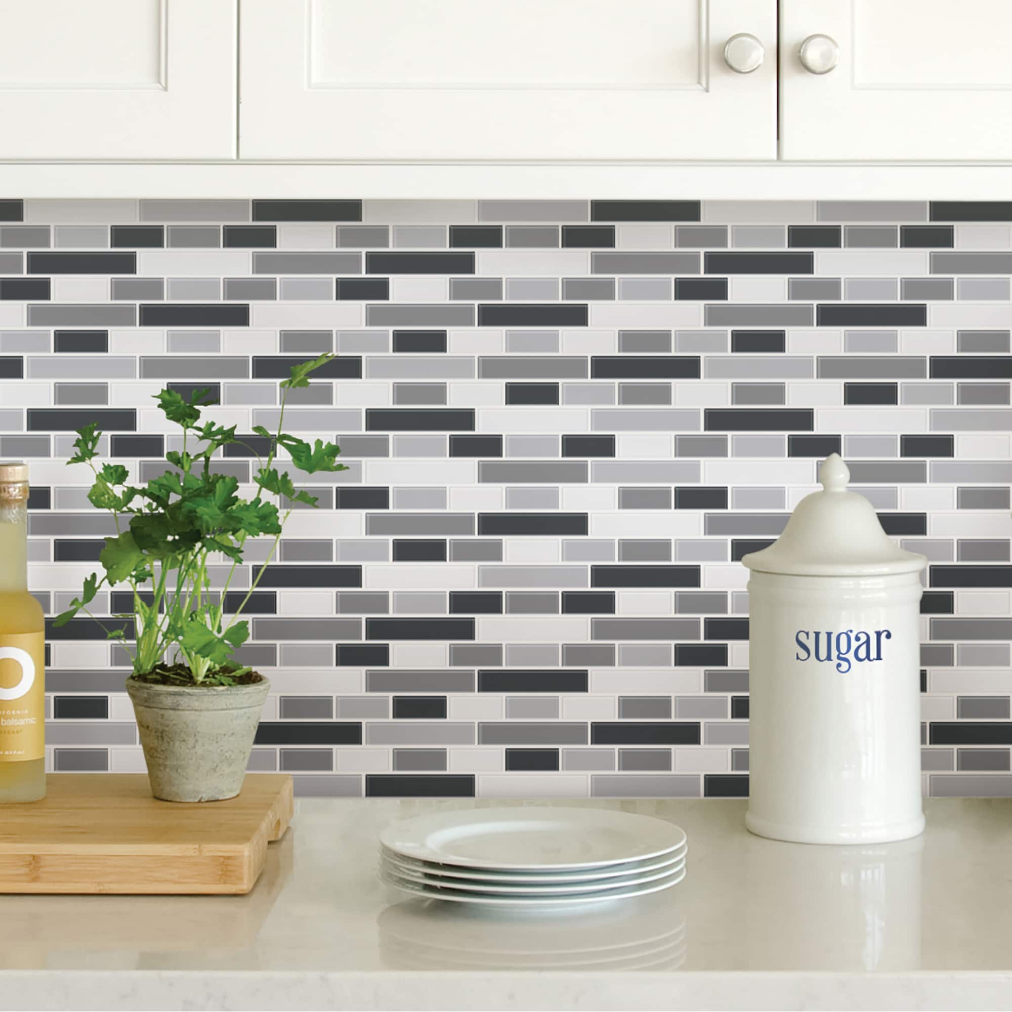 InHome Smoked Glass Peel & Stick Backsplash Tiles
